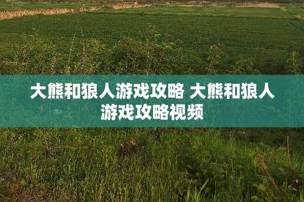 大熊和狼人游戏攻略 大熊和狼人游戏攻略视频