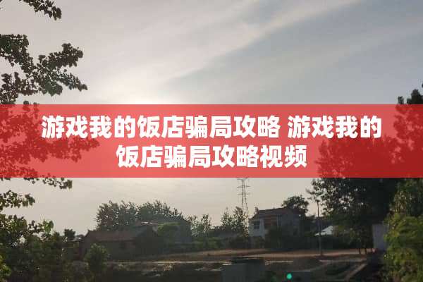 游戏我的饭店**攻略 游戏我的饭店**攻略视频