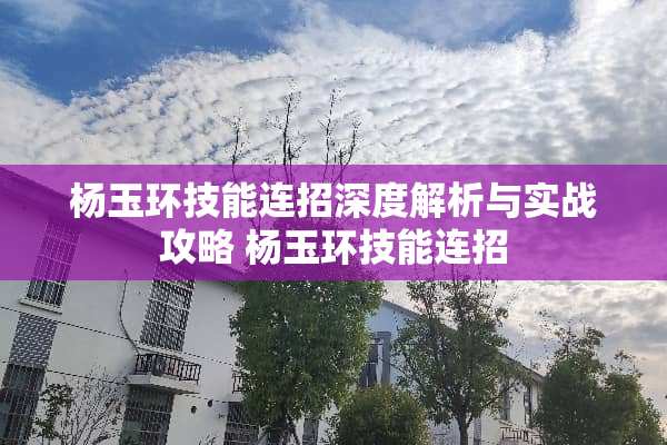 杨玉环技能连招深度解析与实战攻略 杨玉环技能连招