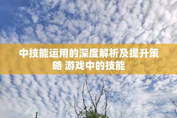 中技能运用的深度解析及提升策略 游戏中的技能