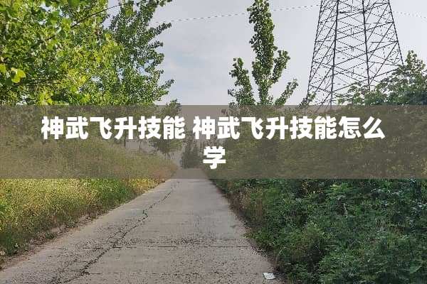 神武飞升技能 神武飞升技能怎么学