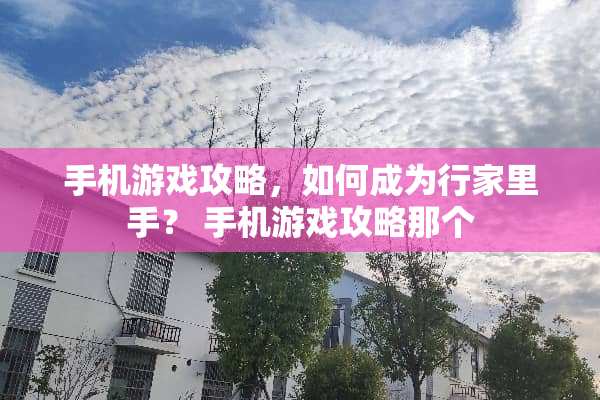 手机游戏攻略，如何成为行家里手？ 手机游戏攻略那个