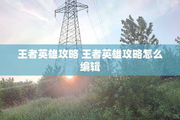 王者英雄攻略 王者英雄攻略怎么编辑