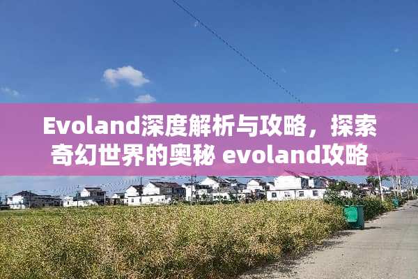 Evoland深度解析与攻略，探索奇幻世界的奥秘 evoland攻略