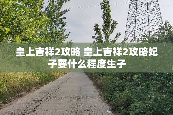 皇上吉祥2攻略 皇上吉祥2攻略妃子要什么程度生子