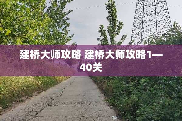 建桥大师攻略 建桥大师攻略1—40关