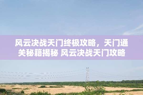 风云决战天门终极攻略，天门通关秘籍揭秘 风云决战天门攻略