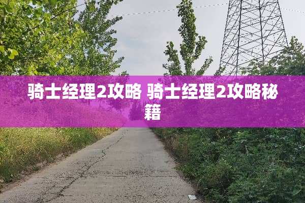 骑士经理2攻略 骑士经理2攻略秘籍