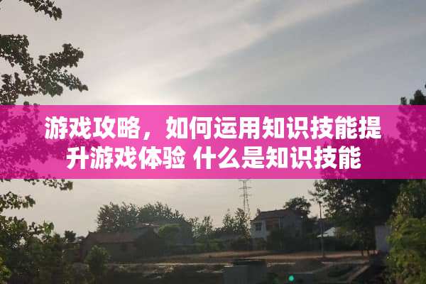 游戏攻略，如何运用知识技能提升游戏体验 什么是知识技能