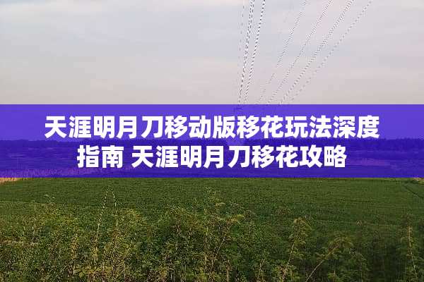 天涯明月刀移动版移花玩法深度指南 天涯明月刀移花攻略