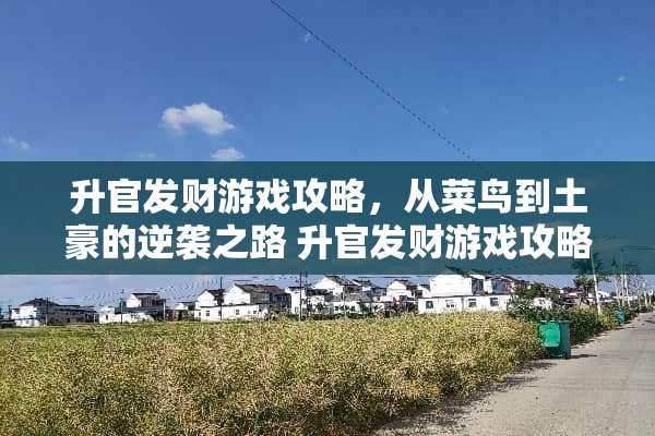 升官发财游戏攻略，从菜鸟到土豪的逆袭之路 升官发财游戏攻略