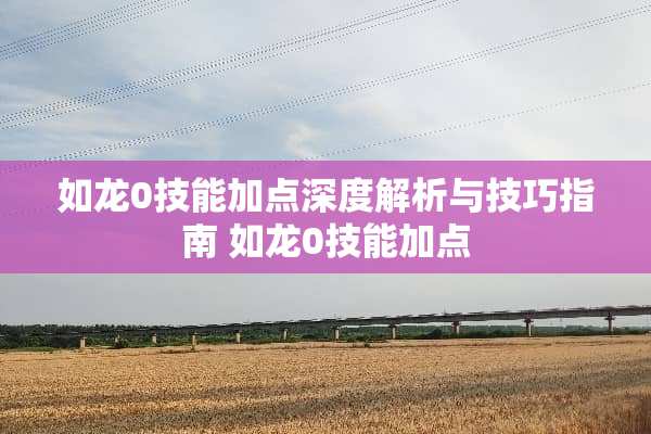 如龙0技能加点深度解析与技巧指南 如龙0技能加点