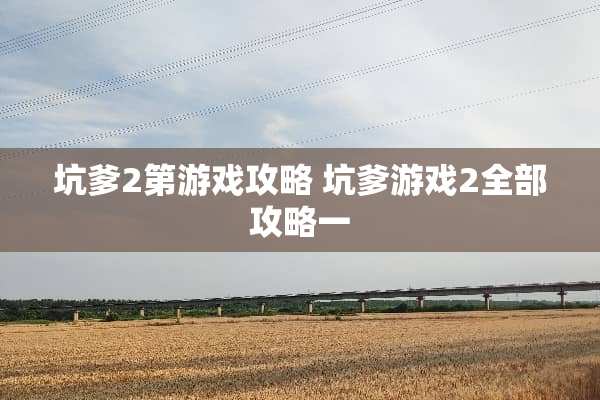 坑爹2第游戏攻略 坑爹游戏2全部攻略一
