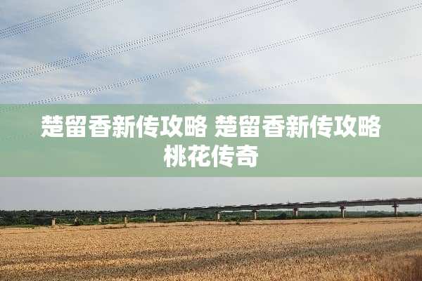 楚留香新传攻略 楚留香新传攻略桃花传奇