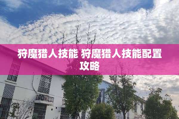 狩魔猎人技能 狩魔猎人技能配置攻略