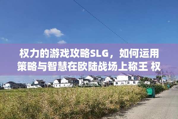 权力的游戏攻略SLG，如何运用策略与智慧在欧陆战场上称王 权利的游戏攻略slg