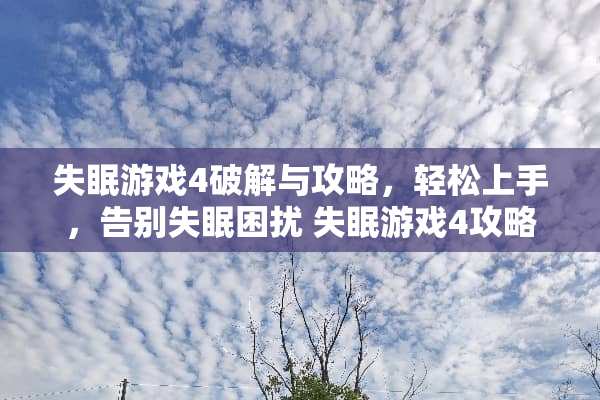 失眠游戏4**与攻略，轻松上手，告别失眠困扰 失眠游戏4攻略