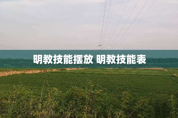 明教技能摆放 明教技能表