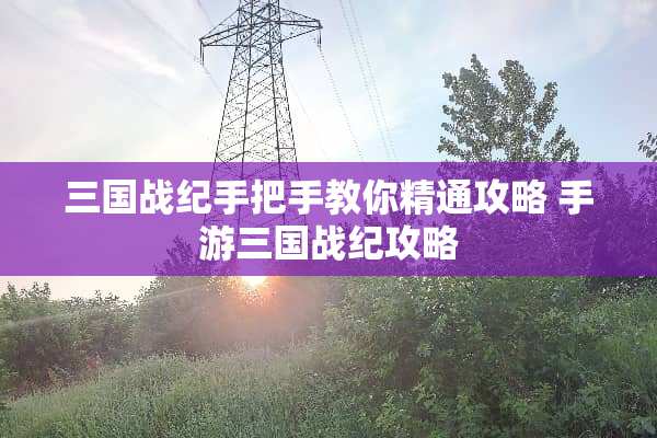三国战纪手把手教你精通攻略 手游三国战纪攻略