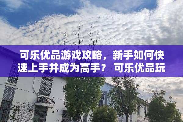 可乐优品游戏攻略，新手如何快速上手并成为高手？ 可乐优品玩法