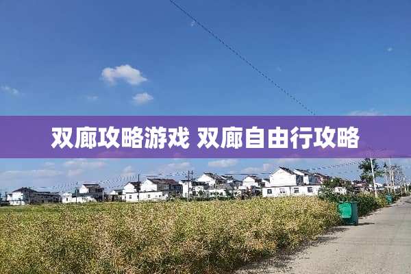 双廊攻略游戏 双廊自由行攻略