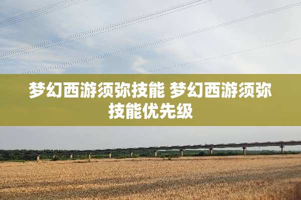 梦幻西游须弥技能 梦幻西游须弥技能优先级