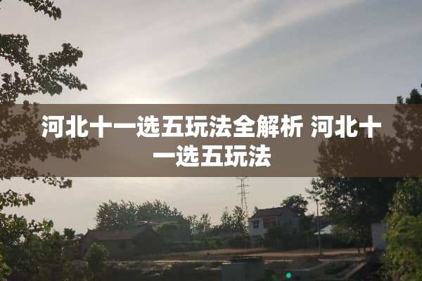 河北十一选五玩法全解析 河北十一选五玩法