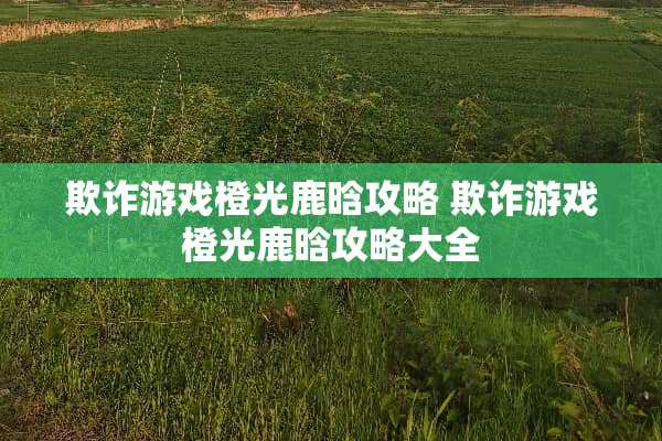 欺诈游戏橙光鹿晗攻略 欺诈游戏橙光鹿晗攻略大全