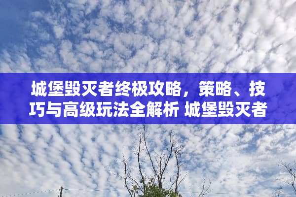 城堡毁灭者终极攻略，策略、技巧与高级玩法全解析 城堡毁灭者攻略