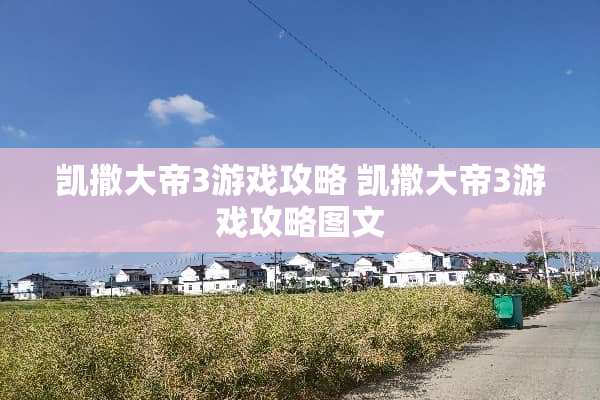 凯撒大帝3游戏攻略 凯撒大帝3游戏攻略图文