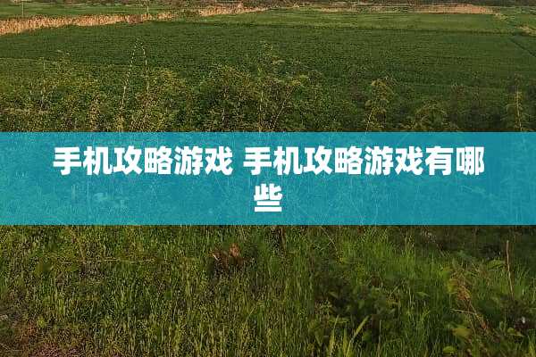手机攻略游戏 手机攻略游戏有哪些