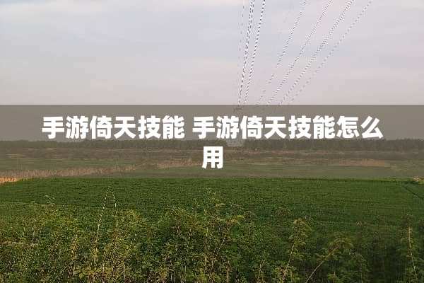 手游倚天技能 手游倚天技能怎么用
