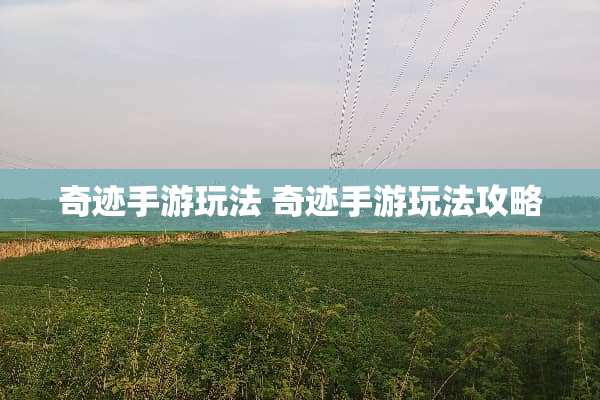 奇迹手游玩法 奇迹手游玩法攻略