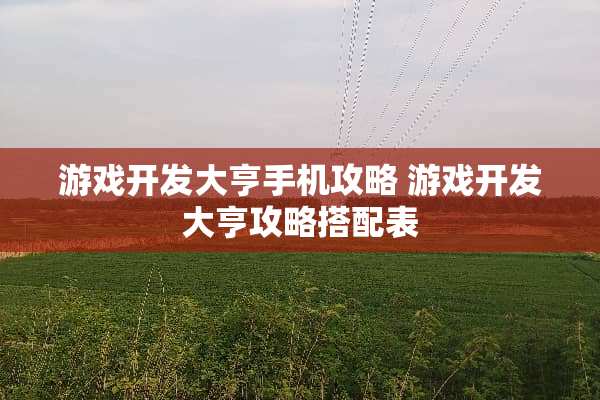 游戏开发大亨手机攻略 游戏开发大亨攻略搭配表