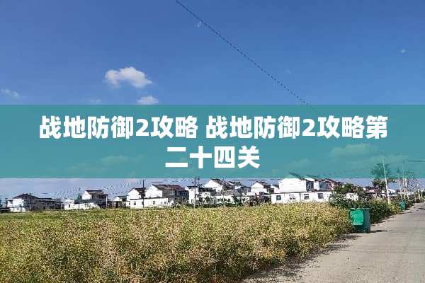 战地防御2攻略 战地防御2攻略第二十四关