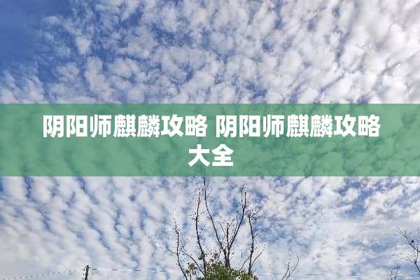 *阳师麒麟攻略 *阳师麒麟攻略大全