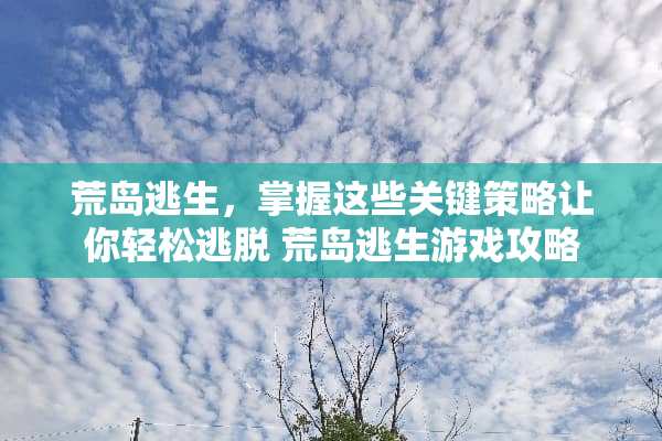 荒岛逃生，掌握这些关键策略让你轻松逃脱 荒岛逃生游戏攻略