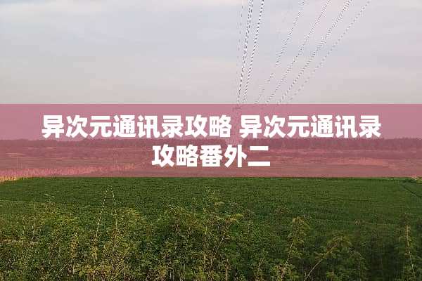 异次元通讯录攻略 异次元通讯录攻略番外二