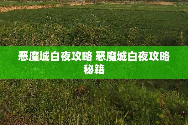 恶魔城白夜攻略 恶魔城白夜攻略秘籍