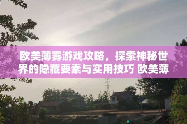 欧美薄雾游戏攻略，探索神秘世界的隐藏要素与实用技巧 欧美薄雾游戏攻略