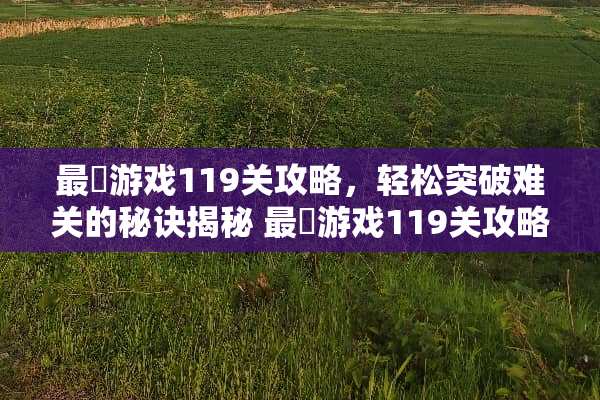 最囧游戏119关攻略，轻松突破难关的秘诀揭秘 最囧游戏119关攻略