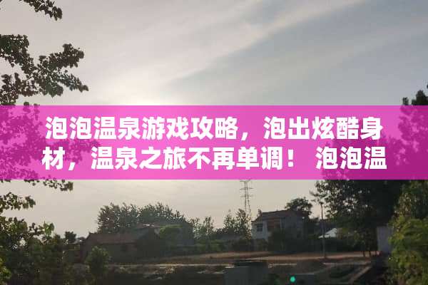 泡泡温泉游戏攻略，泡出炫酷身材，温泉之旅不再单调！ 泡泡温泉游戏攻略