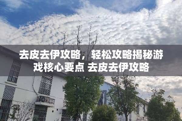 去皮去伊攻略，轻松攻略揭秘游戏核心要点 去皮去伊攻略