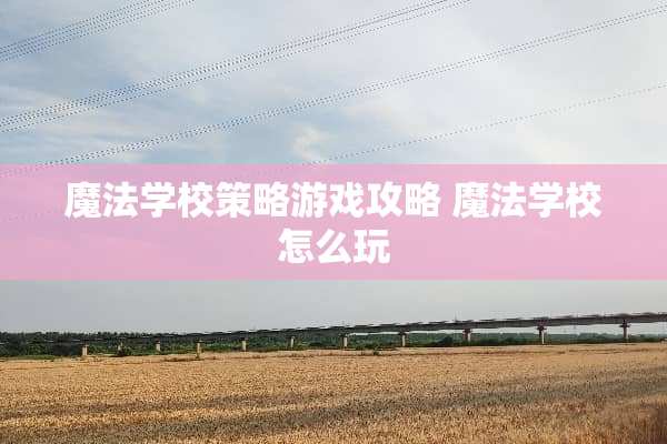 魔法学校策略游戏攻略 魔法学校怎么玩