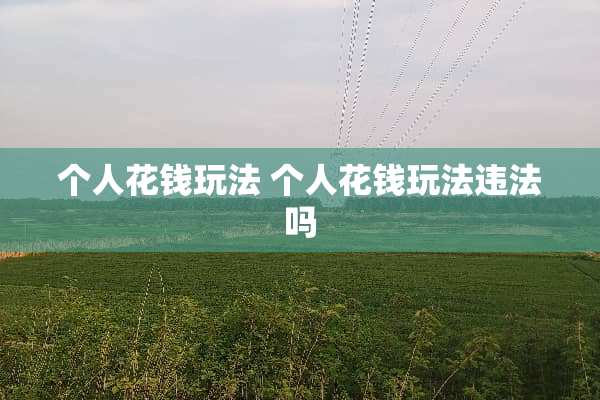 个人花钱玩法 个人花钱玩法违法吗