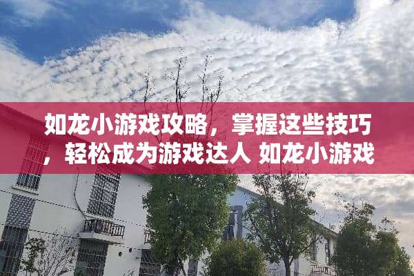 如龙小游戏攻略，掌握这些技巧，轻松成为游戏达人 如龙小游戏攻略