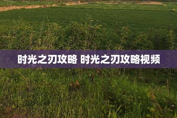 时光之刃攻略 时光之刃攻略视频