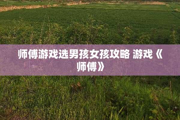 师傅游戏选男孩女孩攻略 游戏《师傅》
