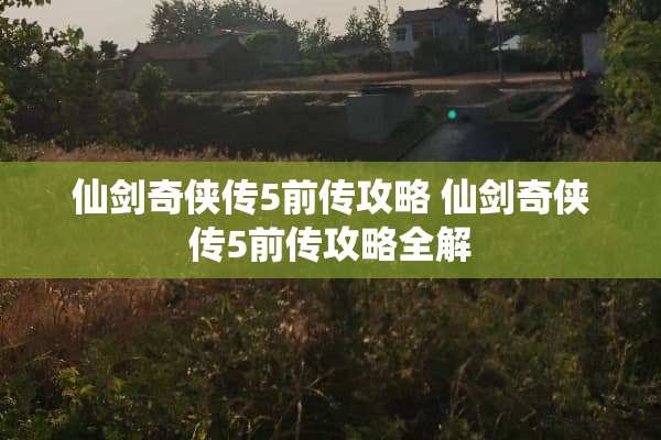 仙剑奇侠传5前传攻略 仙剑奇侠传5前传攻略全解
