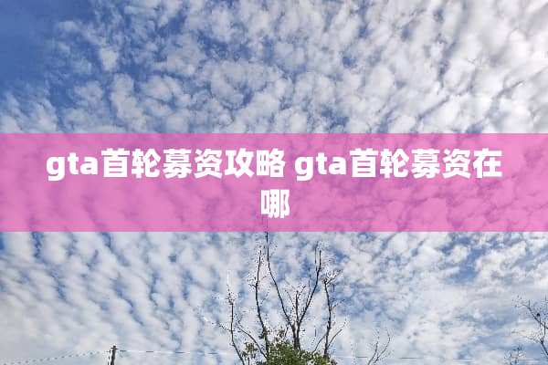 gta首轮募资攻略 gta首轮募资在哪
